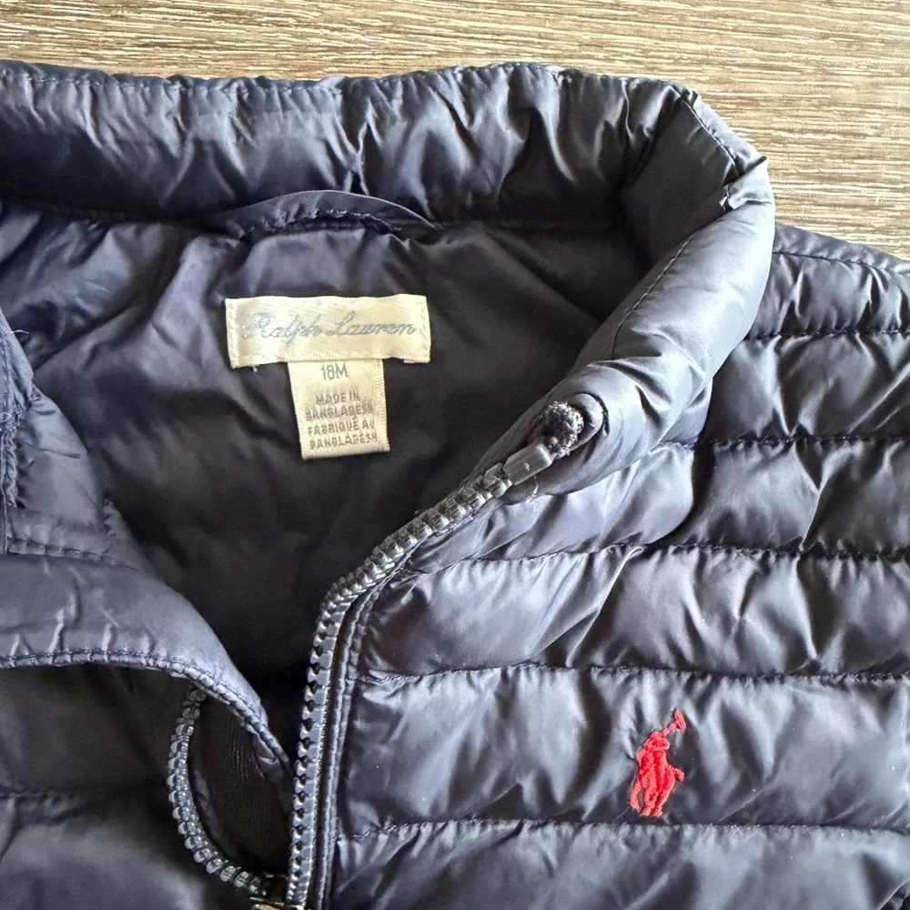 Ralph Lauren Navy Puffer Jacket with Red Logo